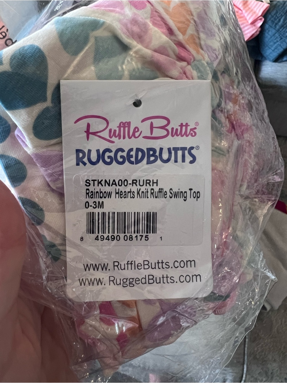 Ruffle Butts Rainbow Hearts Knit Ruffle Swing Top - Pink, Blue, Purple, Orange